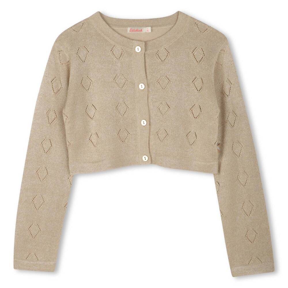 NEW BILLIEBLUSH kids' ceremony glitter knitted cardigan in light beige